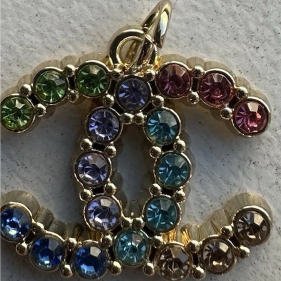 Chanel Stamped Gold Multicolor Crystal Pendant - Picture 2 of 5